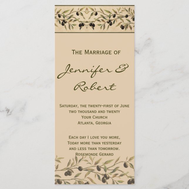 Olive Branch : Un programme de mariage tactile tos (Devant)