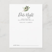 Olive Branche moderne Date Nuit Idées Cartes