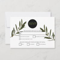 Olive Feuille Green Wedding Cartes RSVP