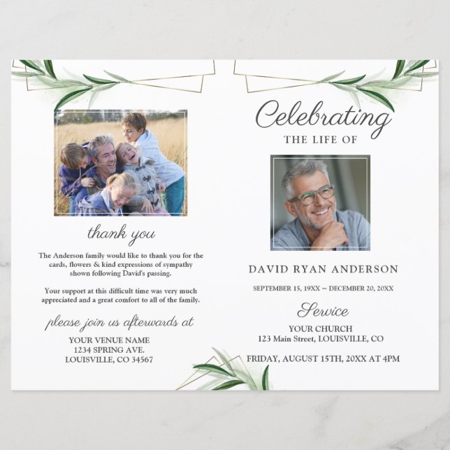 Olive Gold Ordre de service Memorial Photo Program (Devant)