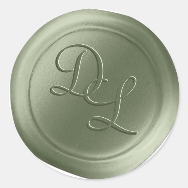 Olive Green 2 Letter Monogram Stickers cire Sceau (Devant)