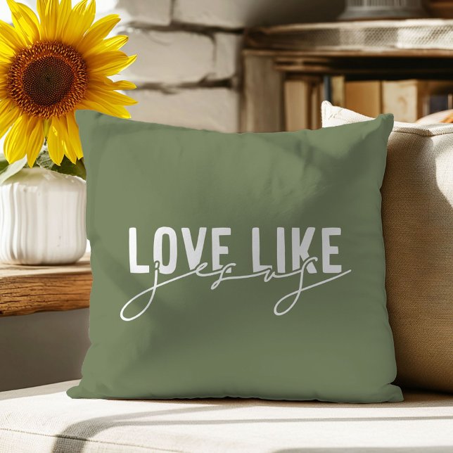 Olive Green Amour comme Jésus Coussin de jet chrét (Créateur téléchargé)