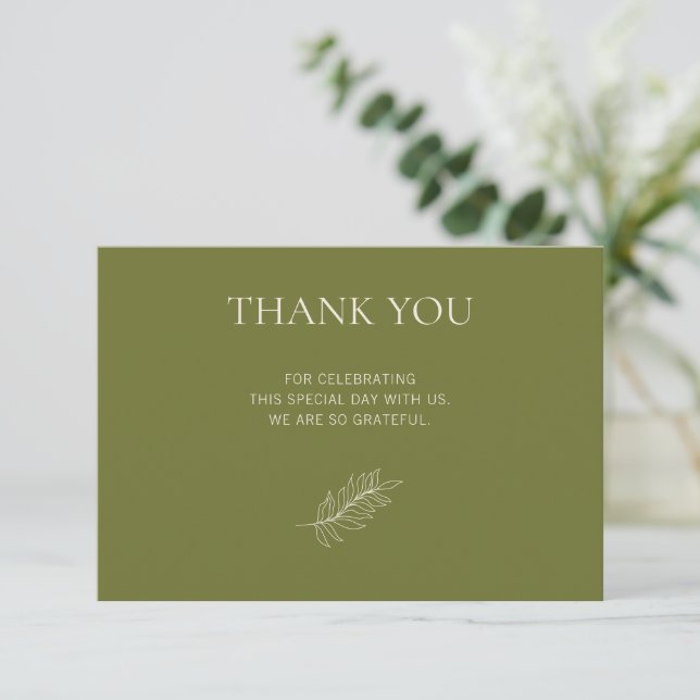 Olive Green Botanical Minimal Merci (Debout devant)