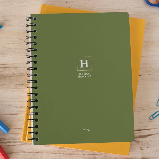 Olive Green Classic Monogramme personnel hebdomada (Créateur téléchargé)