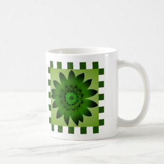 Olive Green Daisy Flower, Motif Stripes - Mug
