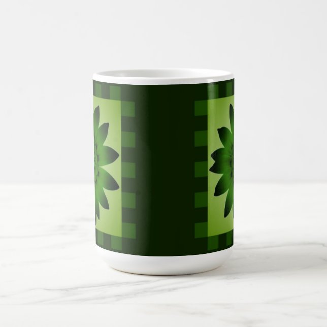 Olive Green Daisy Flower, Motif Stripes - Mug (Centre)