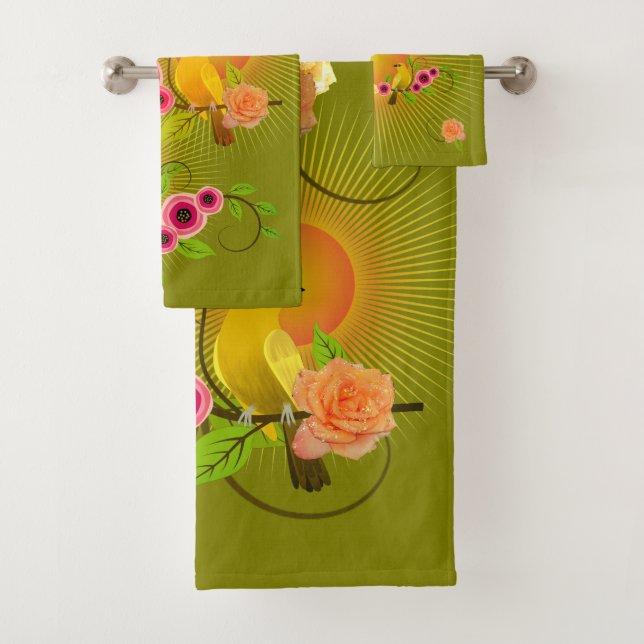 Olive Green - Dew Drops & Sunshine Serviettes de b (En situation)