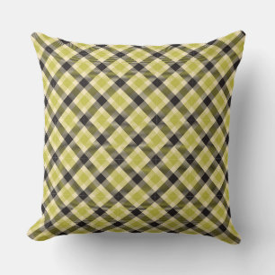 Olive Green et Black Tartan carreaux 2 Coussin car
