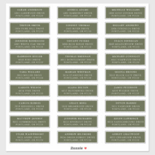 Olive Green   Étiquettes de adresse individuels