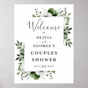 Olive Green Floral Couples Affiche de bienvenue do