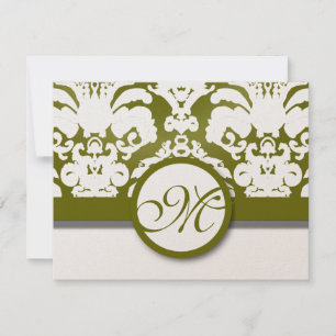Olive Green & Gold Damask Swils Réponse du Mariage