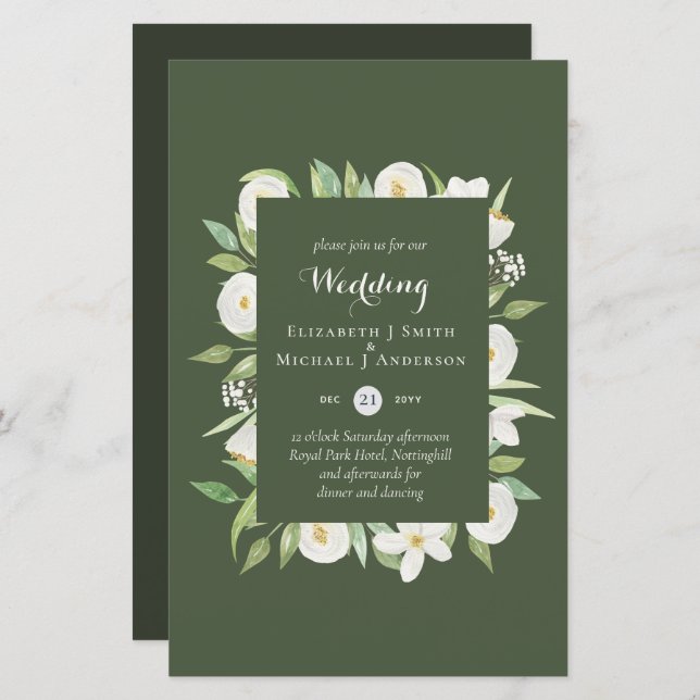 Olive Green Magnolia Le mariage budgétaire invite  (Devant / Derrière)