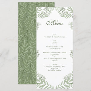 Olive Green Mariage Vintage Botanique Menu