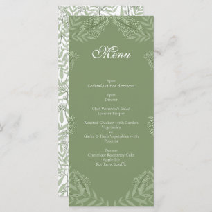 Olive Green Mariage Vintage Botanique Menu