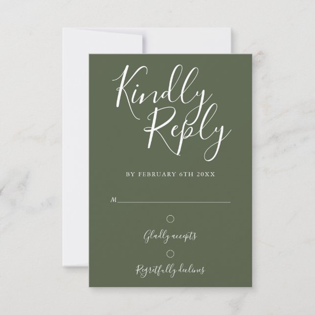 Olive Green Signature Script Simple Modern RSVP (Devant)
