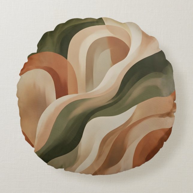 Olive Green Terracotta Coussin de Lancer Rond Abst (Devant)