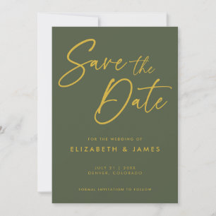 Olive Green Wedding Enregistrer La Date Invitation