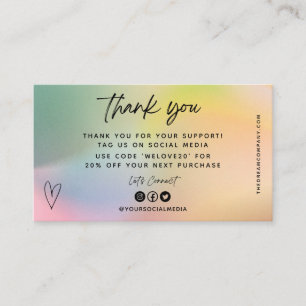 Olive Heart Media Insert Merci Mini Carte de visit