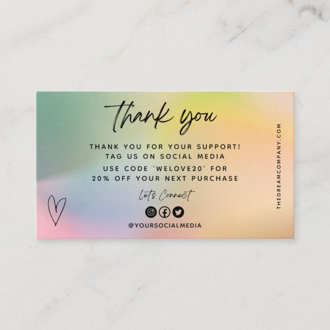 Olive Heart Media Insert Merci Mini Carte de visit (Devant)