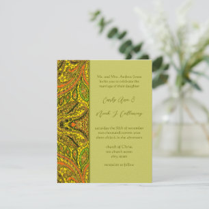 Olive Mariage damassé Invitations plus foncé