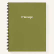 Olive Minimaliste Carnet Spiral Personnalisé