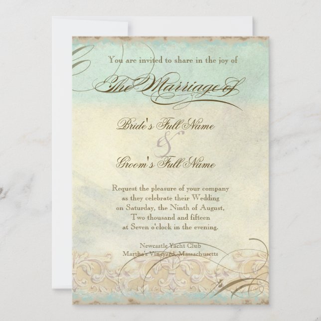 Olive Tree toscan n Swirl - Faire-part de mariage (Devant)