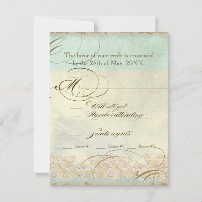 Olive Tree toscan n Swirl - Mariage RSVP réponse (Devant)