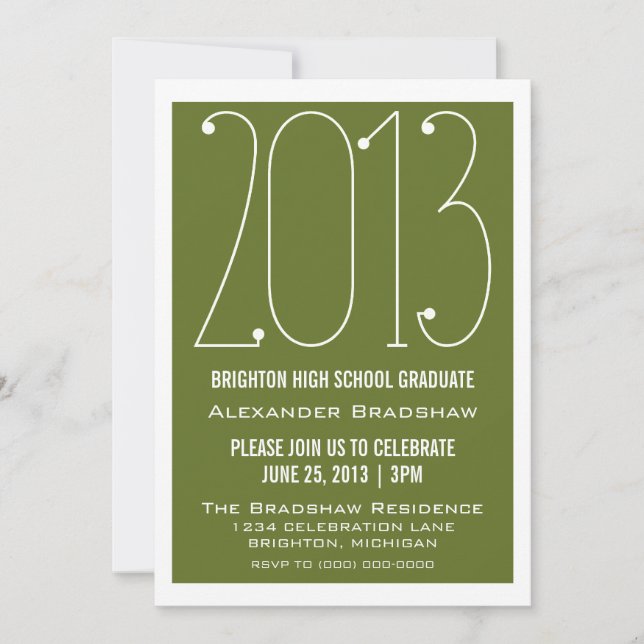 Olive Trendy 2013 Graduation Invitation (Devant)