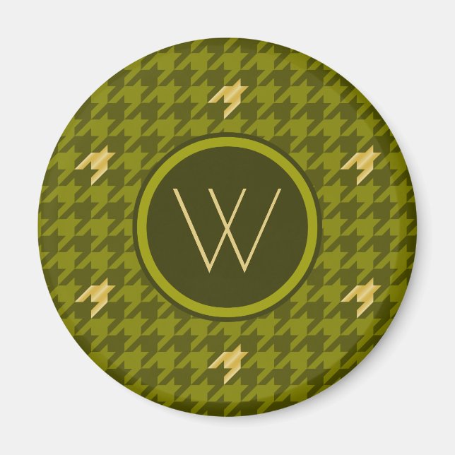 Olive with Gold Accent Houndstooth Magnet (Devant)