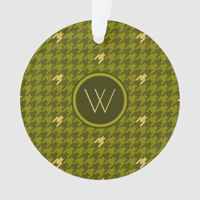 Olive with Gold Accent Houndstooth Orament (devant)