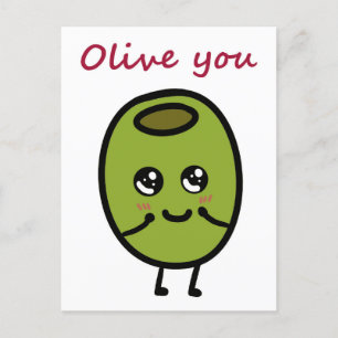 Olive you pun carte postale pour les amoureux