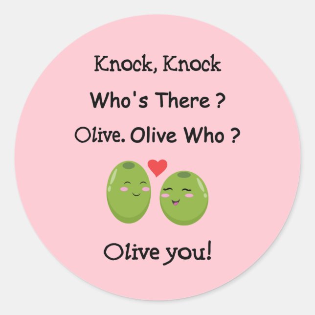 Olive You Valentine's Day Round Sticker (Devant)