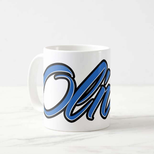 Oliver prénom nom tasse bleue tasse à café (Devant gauche)