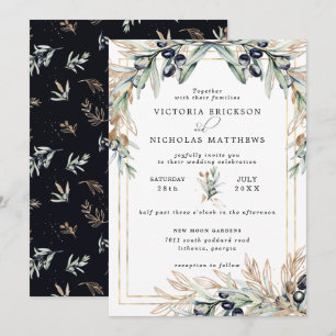 Oliveraie élégante Invitation botanique boho