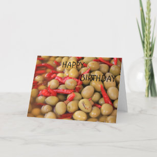 Olives et Chillies Bonne carte d'anniversaire