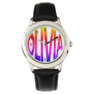 Olivia filles nom enfants colorés montre