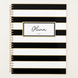 Olivia Stripes Planner en noir et blanc