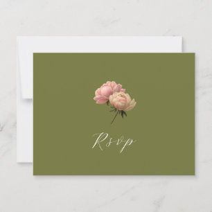 Olivier et blanc   Carte postale RSVP de mariage r