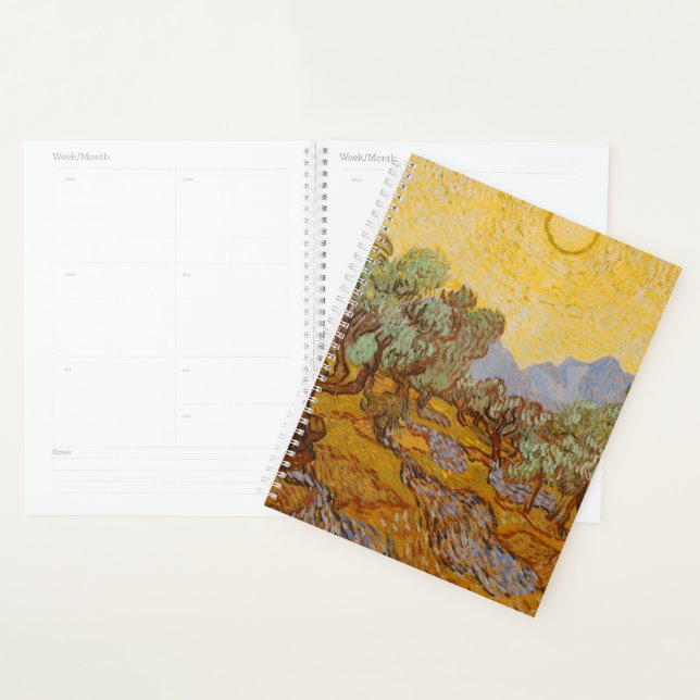 Oliviers de Van Gogh ciel jaune soleil (Devant avec enveloppe)