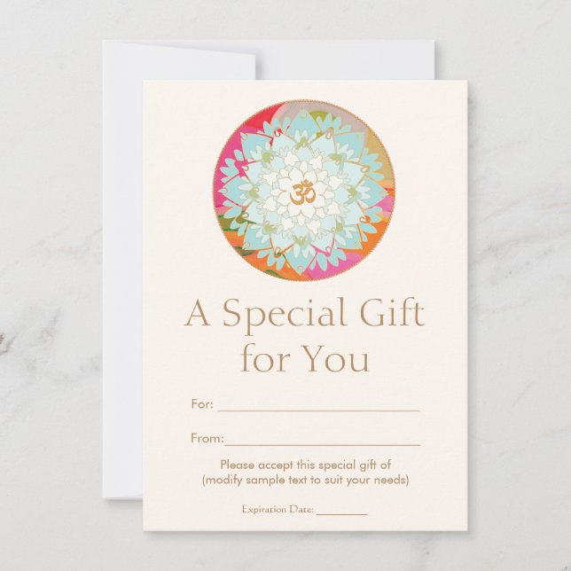 Om Lotus Fleur Spirituelle Santé Certificat Cadeau (Devant)