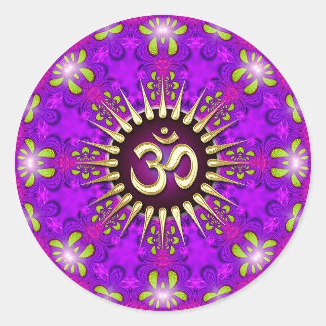 Om Purple Pink Mandala Mindfult Sticker Yoga (Devant)