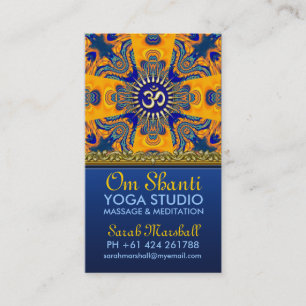 Om Shanti Yoga Orange Blue Cartes de visite
