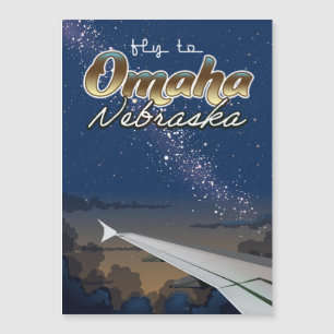 Omaha, affiche de voyage en vol vintage du Nebrask