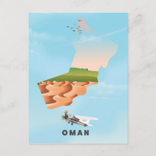 Oman affiche la carte de voyage illustrée