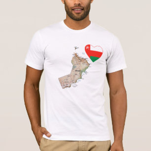 Oman Coeur et carte drapeau T-shirt