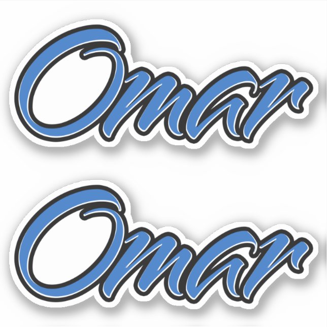 Omar Name Blue Autocollants Sticker Stickerset (Devant)