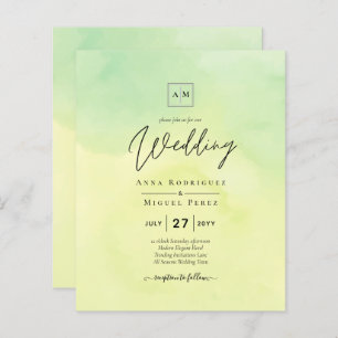 OMBRE All-in-1 Budget Lemon Lime Wedding Invite