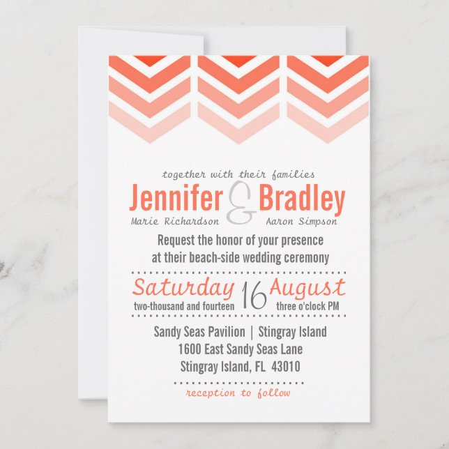 Ombre Arrows Modern Chevron Faire-part de mariage (Devant)