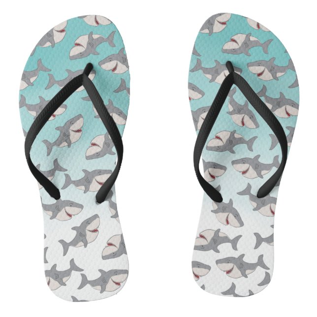 Ombre Blue Motif Requin Tongs Flip Flops (Semelle)