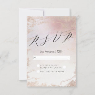 Ombre Blush Rose Frosted Foil Wedding RSVP Réponse